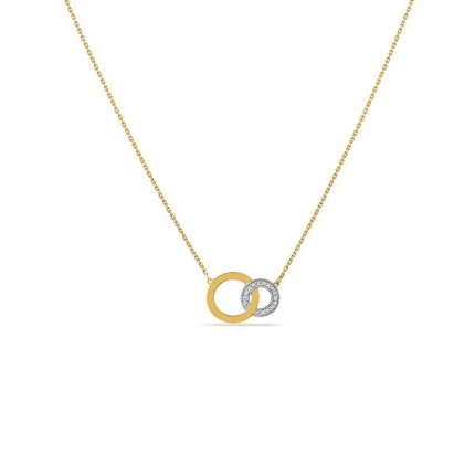Colar em ouro bicolor 18K com círculos e diamantes