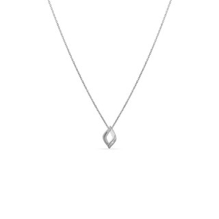 Colar em ouro branco 18K com folha decorada com diamantes