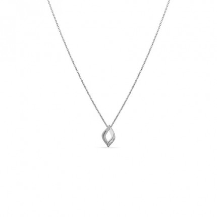 Colar em ouro branco 18K com folha decorada com diamantes