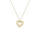 Collar de oro bicolor 18K con colgante corazones y diamantes