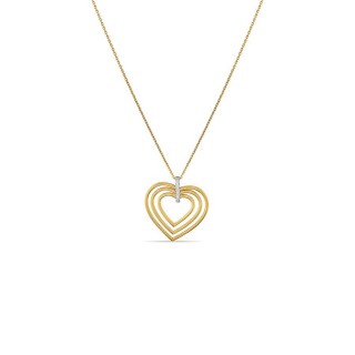 Collar de oro bicolor 18K con colgante corazones y diamantes