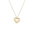 Collar de oro bicolor 18K con colgante corazones y diamantes