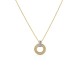 Colar em ouro 18K com pendente redondo bicolor e diamantes