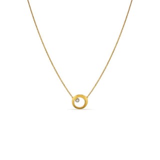Colar em ouro amarelo 18K com pendente circular e diamante