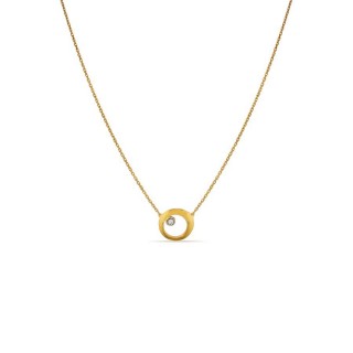 Collar de oro amarillo 18K con colgante circular y diamante