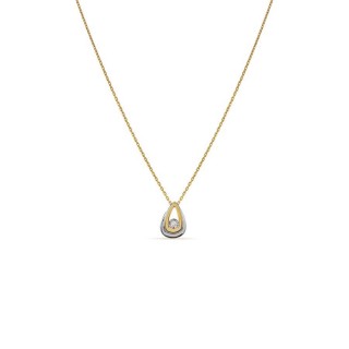 Colar em ouro 18K com pendente de gota bicolor e diamante