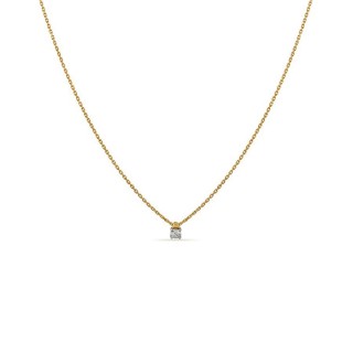 Colar em ouro 18K bicolor com pendente de diamante 0.10 ct