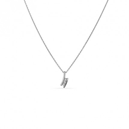 Colar em ouro branco 18K com pendente de 3 diamantes 0.03 ct