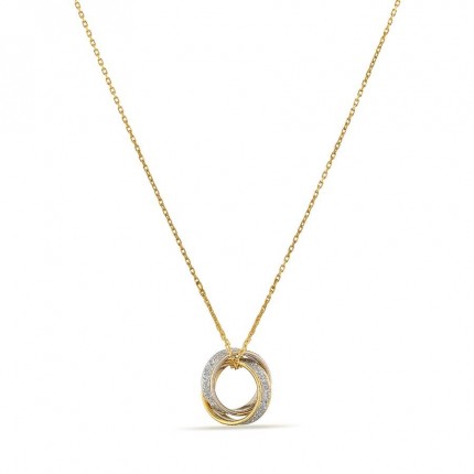 Colar em ouro 18K bicolor com pendente circular
