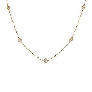 Collar de oro amarillo de 18K con 7 chatones de circonitas