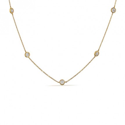 Colar em ouro amarelo 18K com 7 chatons de zircónias