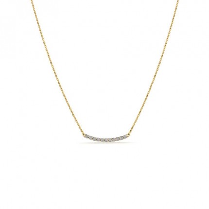 Colar em ouro amarelo 18K com barra horizontal de zircónias