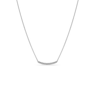 Colar em ouro branco 18K com barra horizontal de zircónias