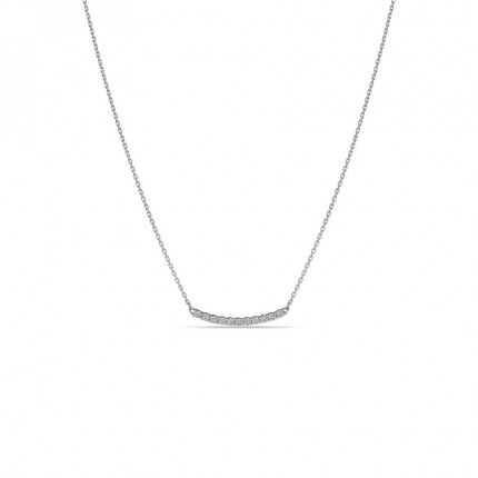 Collar de oro blanco 18K con barra horizontal de circonitas