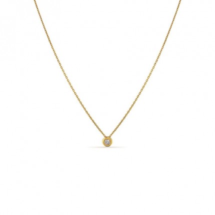 Colar em ouro amarelo 18K com diamante de 0.08 ct em chaton