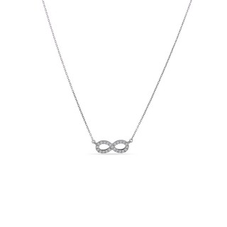 Collar de oro blanco 18K con símbolo infinito de circonitas de 42 cm