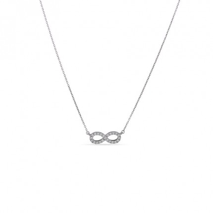 Colar em ouro branco 18K  símbolo do infinito de zircónias de 42 cm
