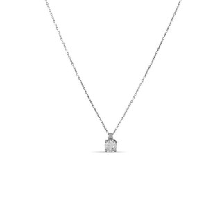 Collar de oro blanco de 18K de 42 cm y colgante de circonita mediana