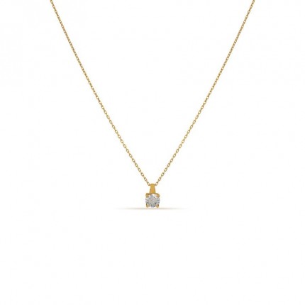Colar em ouro amarelo 18K de 42 cm e pendente médio de zircónia