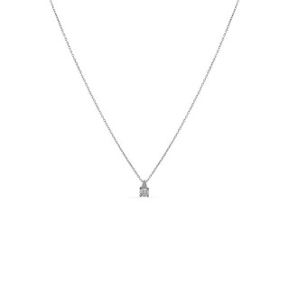 Colar em ouro branco 18K e pequeno pendente de zircónia de 42 cm