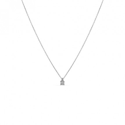 Collar de oro blanco de 18K y colgante de circonita pequeña de 42 cm