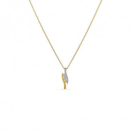 Collar de oro de 18K de 42 cm con 2 barras bicolor y 3 diamantes