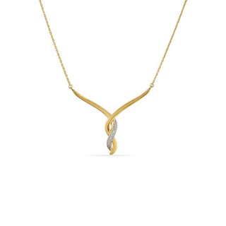 Colar em ouro amarelo 18K entrelaçado com diamantes de 42 cm