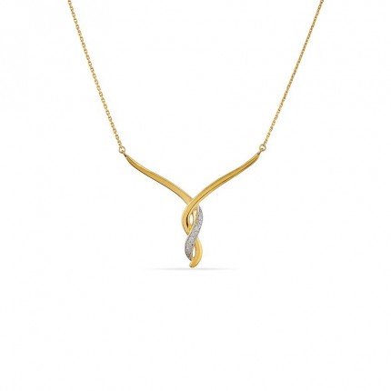 Collar de oro amarillo de 18K entrelazado con diamantes de 42 cm