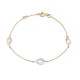 Pulsera de oro bicolor 18K diseño hoja con diamantes