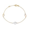 Pulseira em ouro bicolor 18K desenho de folha com diamantes 