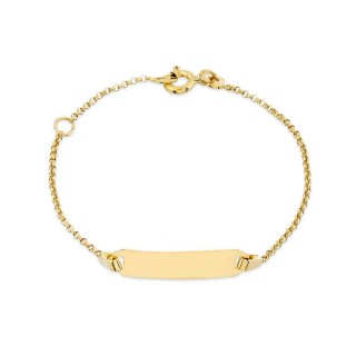 Pulseira de identidade bebé em ouro amarelo 18K com fio  3x1