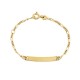Pulsera identidad bebé de oro amarillo 18K placa rectangular