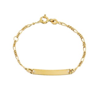 Pulseira de identidade bebé ouro amarelo 18K  retangular