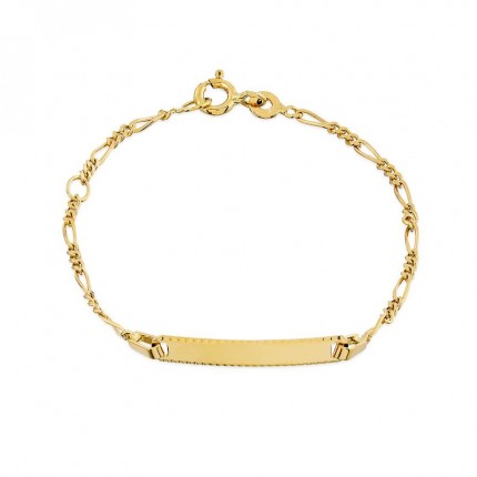 Pulsera identidad bebé de oro amarillo 18K placa rectangular