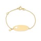 Pulseira de identidade para bebêouro amarelo 18K  coração