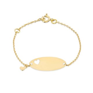 Pulsera identidad bebé de oro amarillo de 18K con corazón