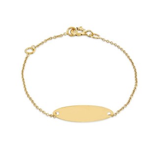 Pulseira de identidade bebé. oval ouro amarelo 18K