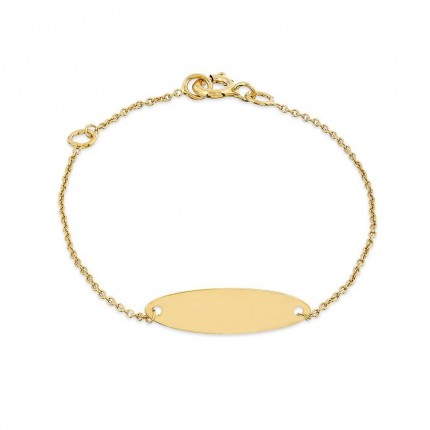 Pulseira de identidade bebé. oval ouro amarelo 18K