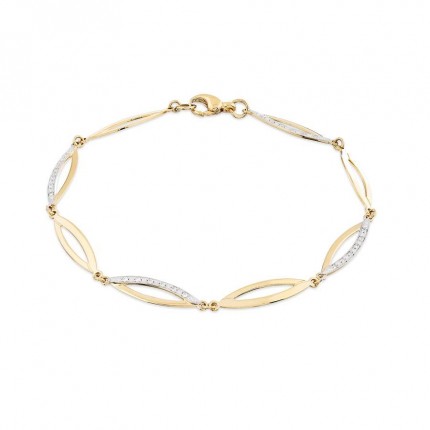 Pulseira em ouro amarelo 18K rodiado e ondas de zircónia