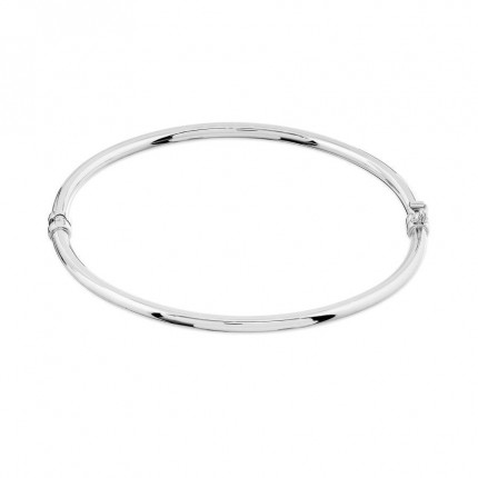 Pulseira rígida em ouro branco 18K com perfil redondo