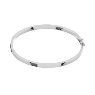 Pulseira rígida em ouro branco 18K com perfil retangular