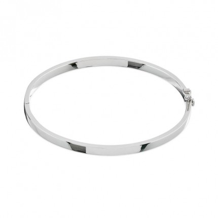 Pulseira rígida em ouro branco 18K com perfil retangular