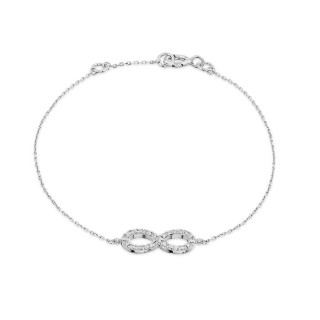 Pulsera de oro blanco de 18K símbolo infinito de circonitas