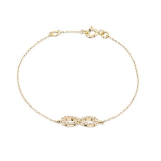 Pulsera de oro amarillo 18K símbolo infinito de circonitas