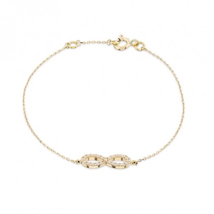 Pulseira em ouro amarelo 18K símbolo infinito de zircónias