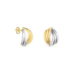 Brincos em ouro bicolor  18K com fecho de pressão