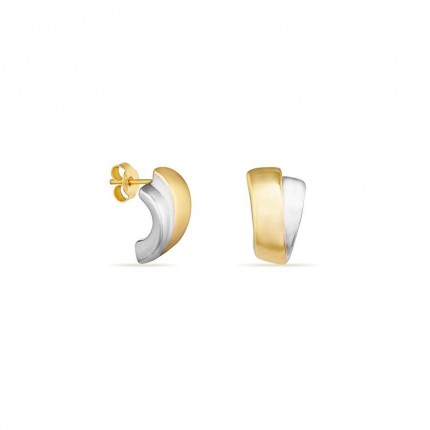Brincos em ouro amarelo 18K rodiado com design assimétrico