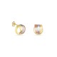 Brincos em ouro tricolor 18K design de nó e fecho de pressão