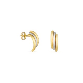 Brincos em ouro bicolor 18K pequeno acabamento liso
