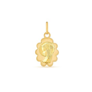 Colgante de oro amarillo 18K con medalla en forma de virgen